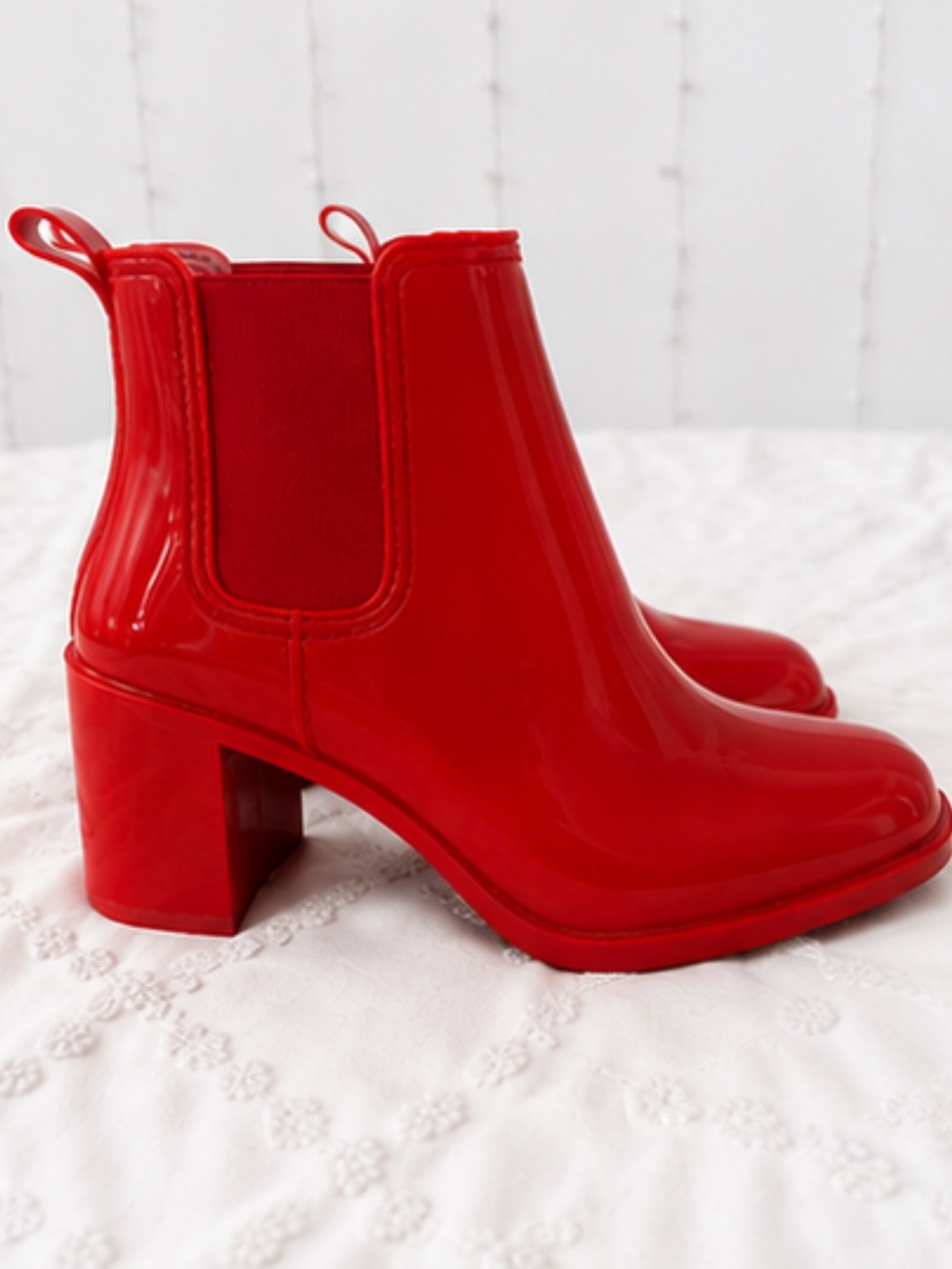 Jeffrey Campbell Red Jelly Rain Boots Ankle Booties Size 7 - Picture 4 of 7